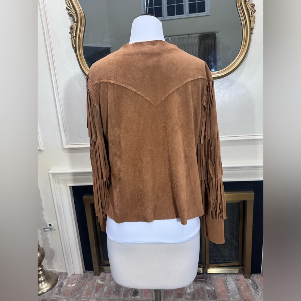 Vocal Faux Suede Fringe‎ Open Front Jacket – Size Small - Picture 9 of 15